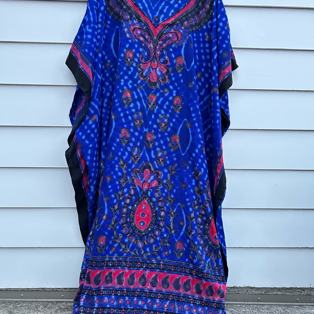 Vibrant Blue and Pink Kaftan
